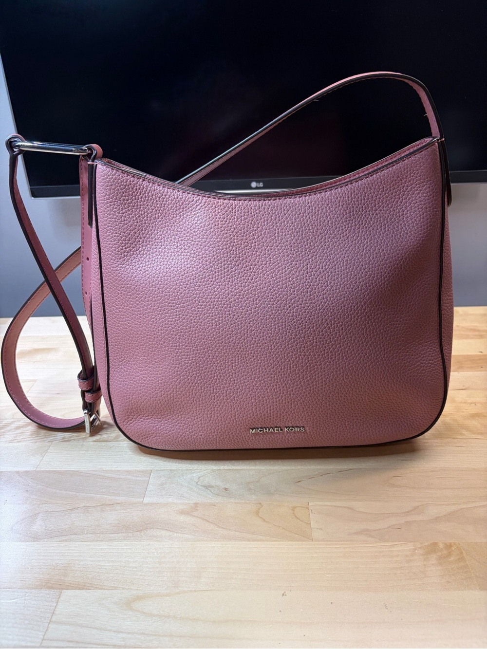 Michael Kors Kensington Dusty Rose Pebbled Leather Crossbody